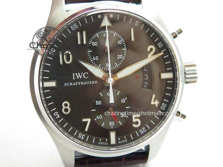 MIROTIME 0504 Pilot Chrono SS 3878 Gray Dial on Brown Leather Strap A Resilient 7395